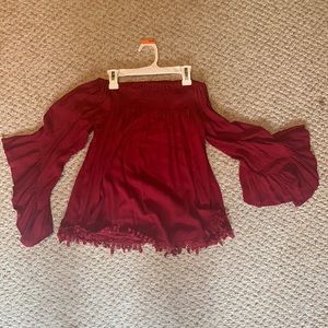 Off the shoulder bell sleeve shirt